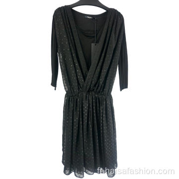 Robe sexy noire à col en V profond